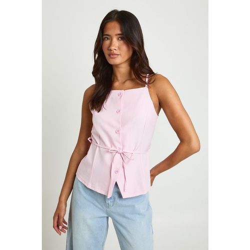 Boohoo Womens Belted Strappy Square Neck Waistcoat - Light Pink