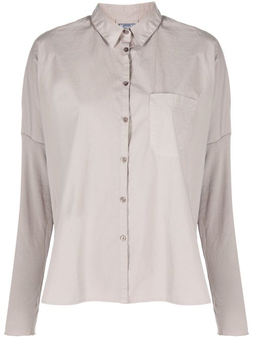 Long-sleeve stretch-cotton shirt - Grey
