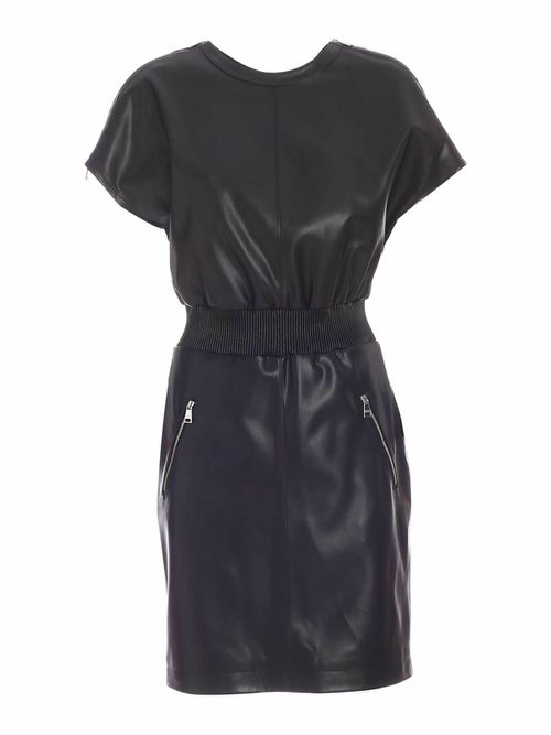 Synthetic leather dress in black