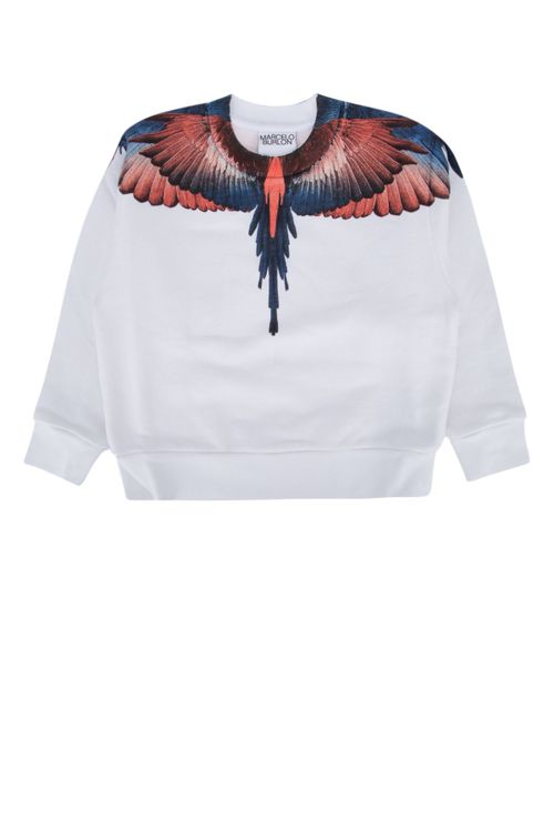 Wing-Print Cotton Sweatshirt — White