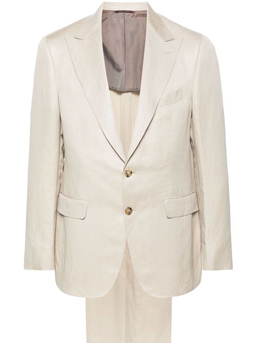 Single-breasted linen-blend suit - Neutrals