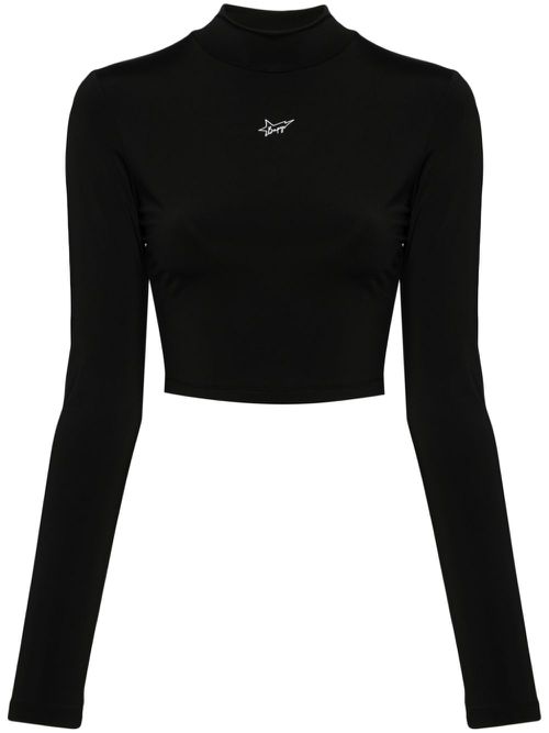Logo-print cropped top - Black