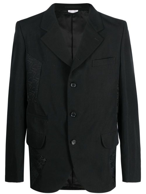 Panelled single-breasted blazer - Black