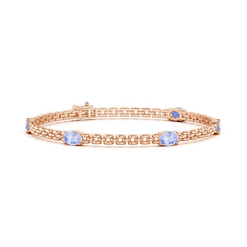 Angara 2.5 Carats Five Stone Oval Tanzanite Station Link Bracelet in 14K Rose Gold