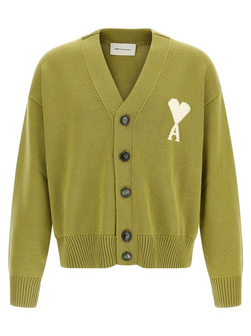 Logo-Intarsia Wool-Cotton Cardigan — Green