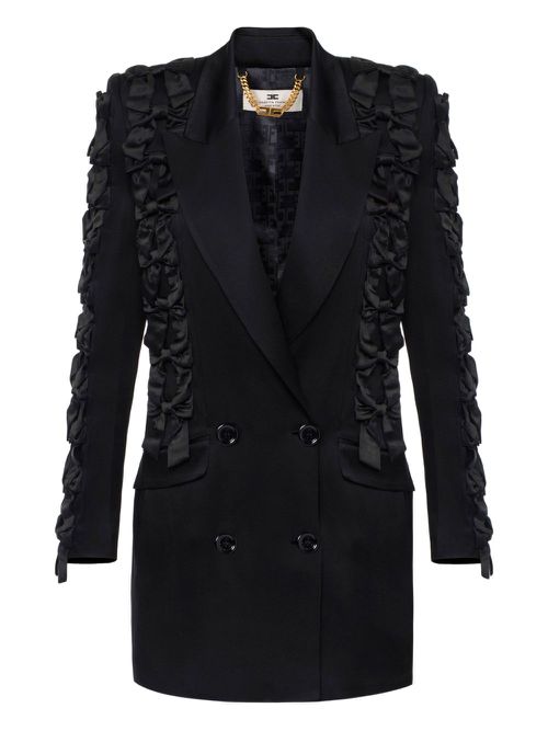 Elisabetta Franchi ruffle-detail double-breasted blazer dress - Black