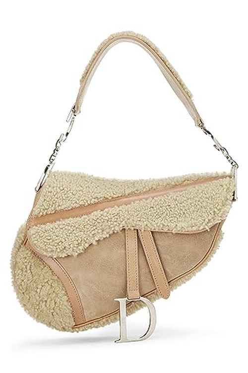 Dior Pre-Loved Beige Shearling Saddle Bag