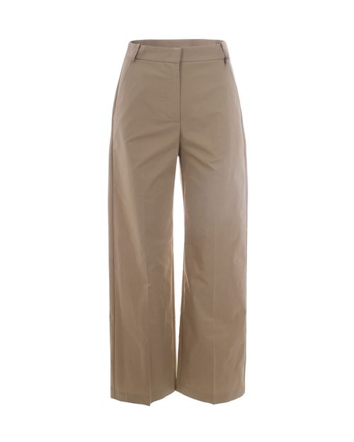 High-Waist Wide-Leg Trousers — Beige
