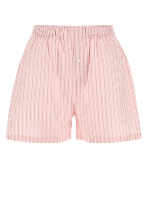 Striped Cotton Shorts — Pink