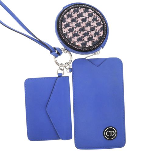 Christian Dior Black Blue Leather Pochette Pouch Pre-Owned