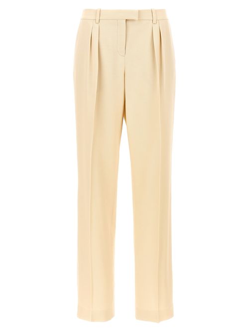 -With Front Pleats Pantaloni Beige-Donna