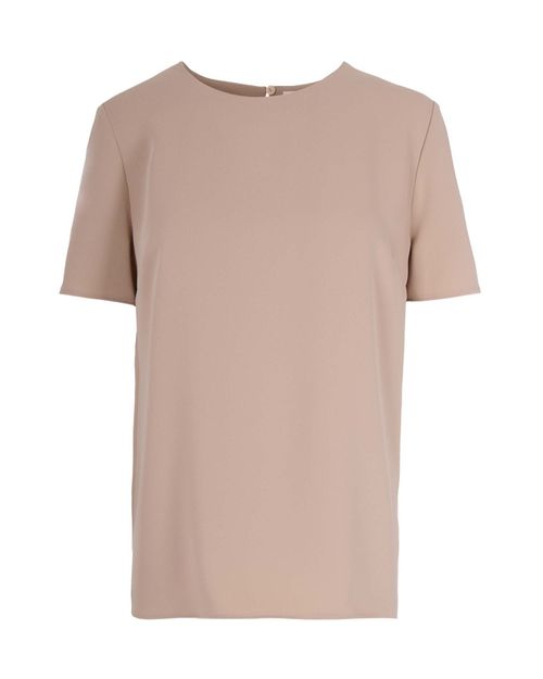 Beige Solid Round Neck Top