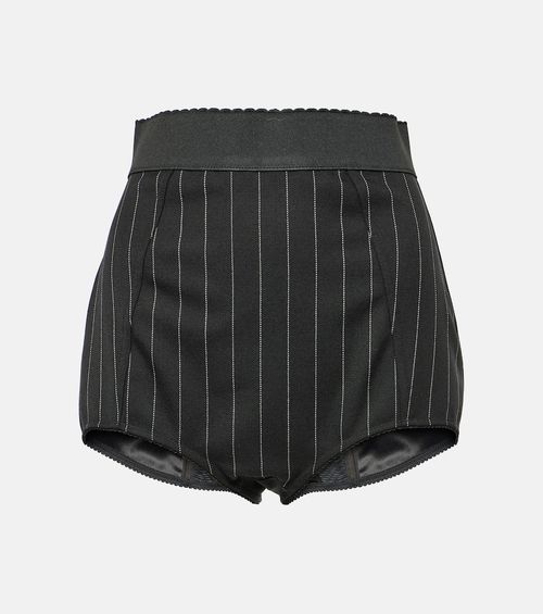 Pinstripe wool-blend shorts
