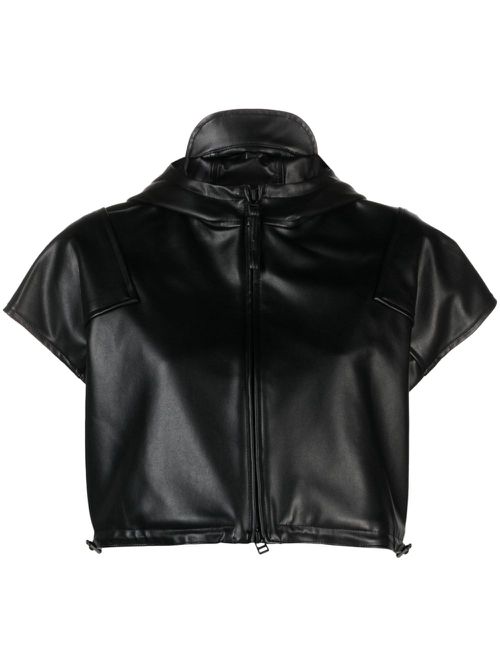 Straight Seams hooded cropped jacket - Black