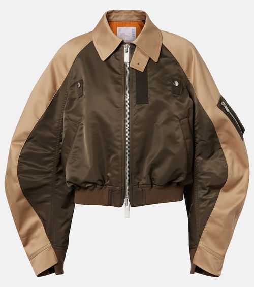 Cropped cotton chino and twill blouson jacket