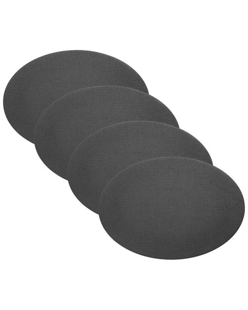 Set Of 4 Manufacture Rock Oval Faux Leather Reversible Placemats