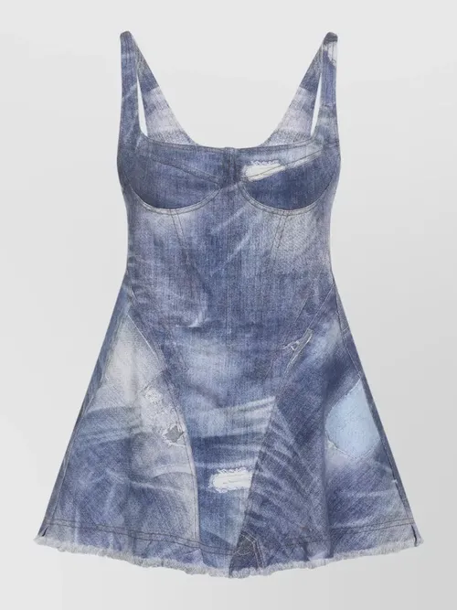 Roberto Cavalli - cotton mini dress sleeveless denim look