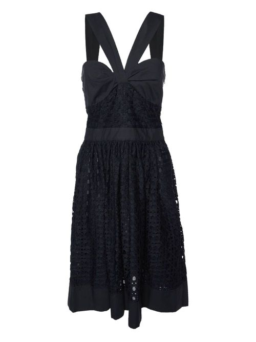 Lace-panelled mini dress - Black
