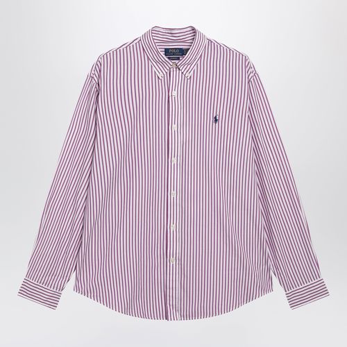 Polo Ralph Lauren White/Purple Striped Customfit Poplin Shirt