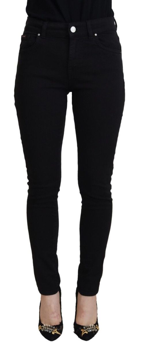 High-Waist Denim Jeans — Black