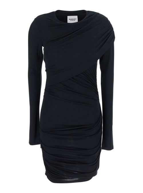 Black Denise Draped Mini Dress