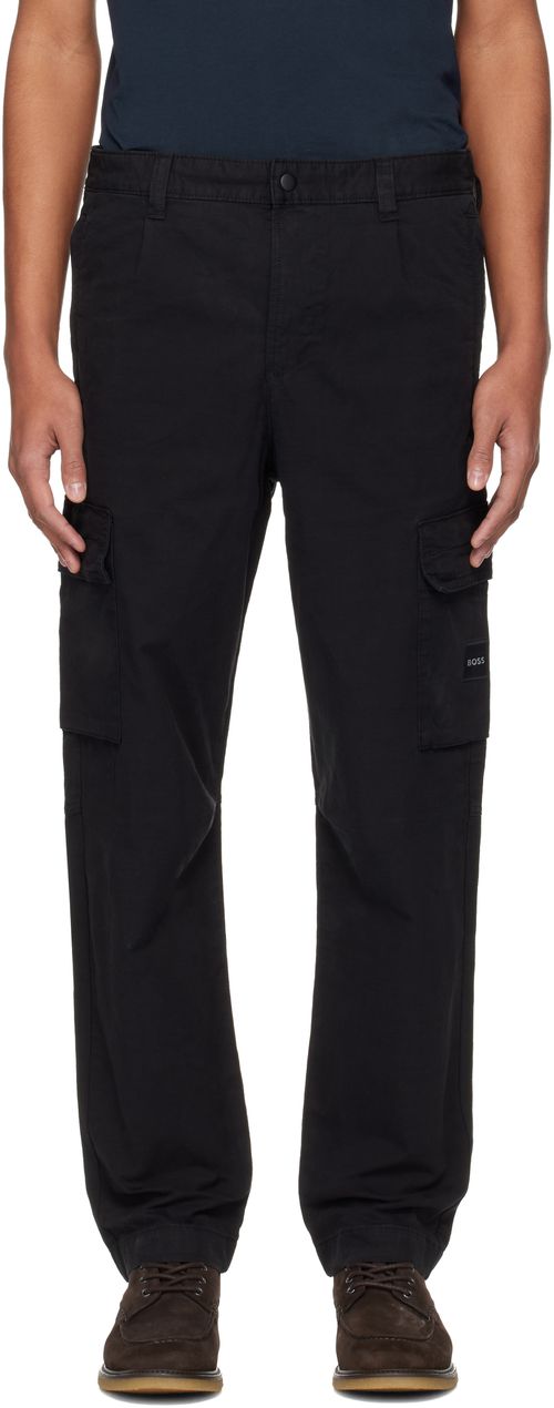 Black Cotton Cargo Pants