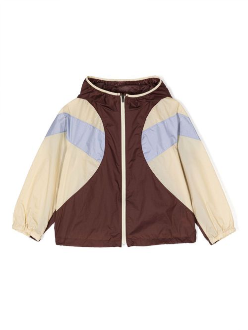 Colour-block zip-fastening jacket - Brown
