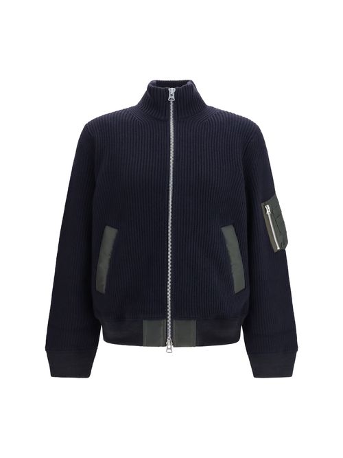 Ribbed Wool with Contrasting Nylon Jacket — Navy