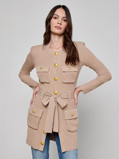 Lore Cardigan In Cappuccino/gold