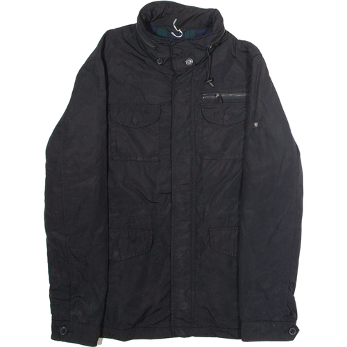 BEN SHERMAN Mens Parka Coat Black Canvas Hooded