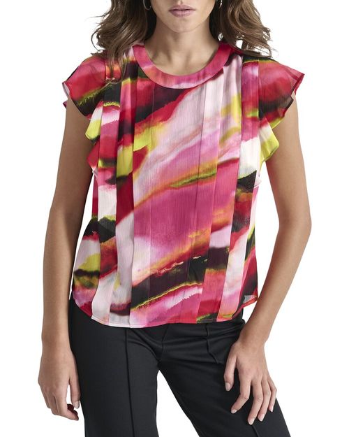 Paneled Printed Chiffon Top