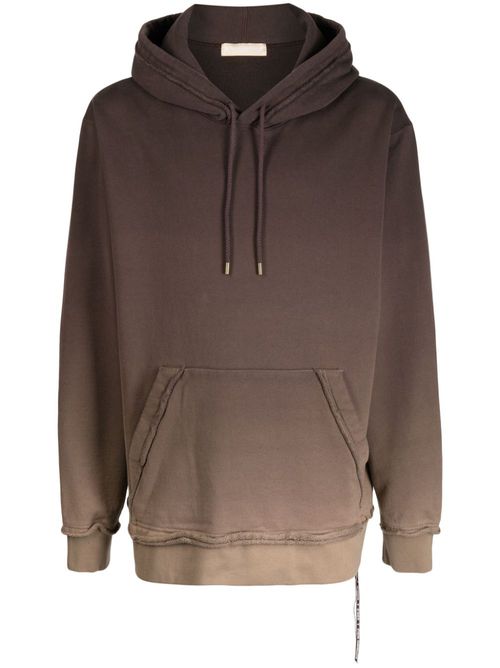 Gradient-effect cotton hoodie - Brown