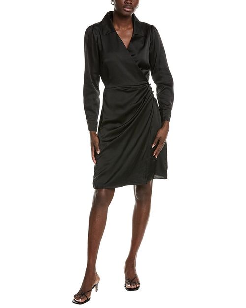 Front Wrap Collared Shirtdress