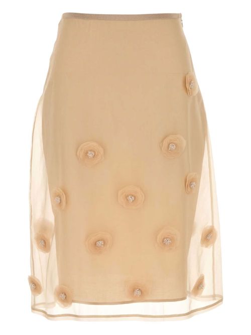 Max Mara Ombrosa floral-embellished midi skirt - Neutrals