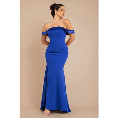 Goddiva Satin Band Bandeau Maxi Dress - Royal Blue