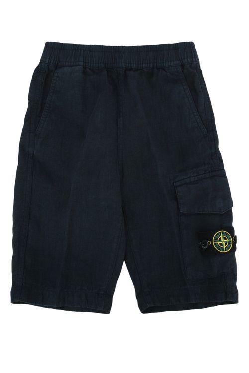 Linen Cargo Shorts — Navy