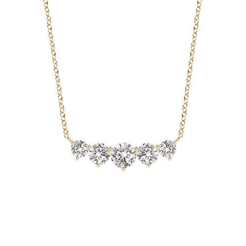 Angara 0.5 Carat Graduated Five Stone Round Diamond Necklace in 14K Yellow Gold