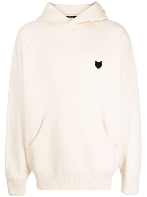Panther-embroidered cotton hoodie - Neutrals