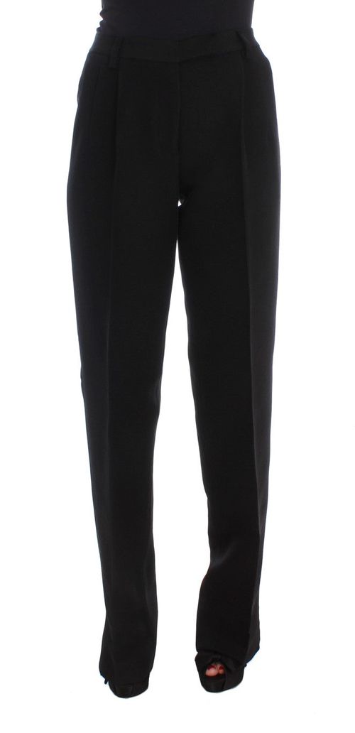 Cotton-Silk Blend Trousers — Black