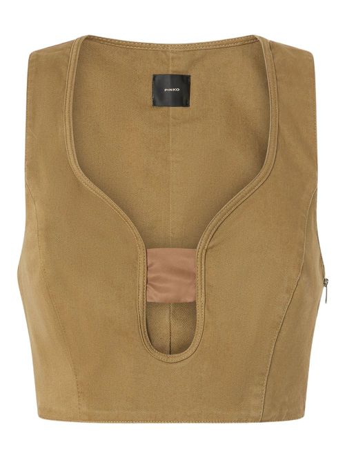 Cut-out cropped vest - Brown