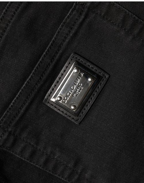 Skinny Cotton High Waist Jeans — Black