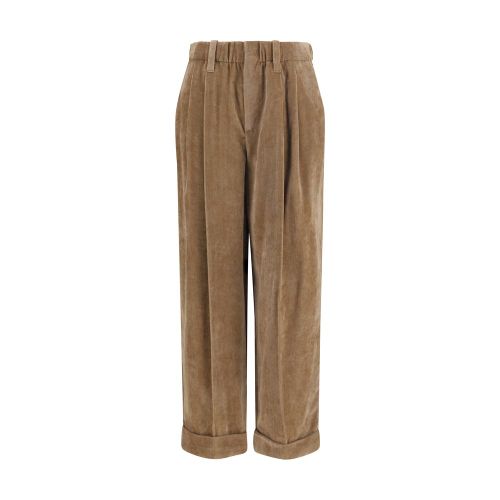 Viscose and Cashmere Blend Trousers — Brown