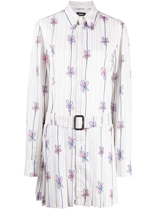 Floral-print striped shirtdress - White