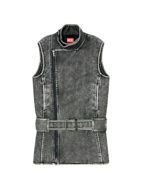 Black Distressed Mock Collar Mini Dress