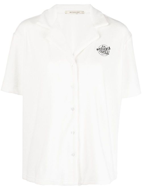 Embroidered-logo short-sleeve shirt - White