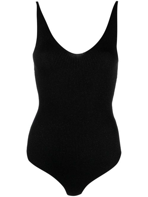 Shimmering ribbed bodysuit - Black