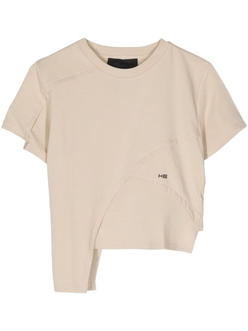 Logo-print panelled t-shirt - Neutrals
