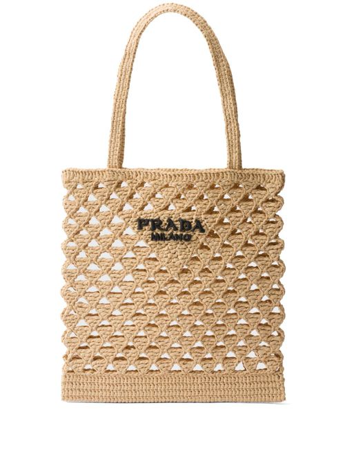 Woven crochet tote bag - Neutrals