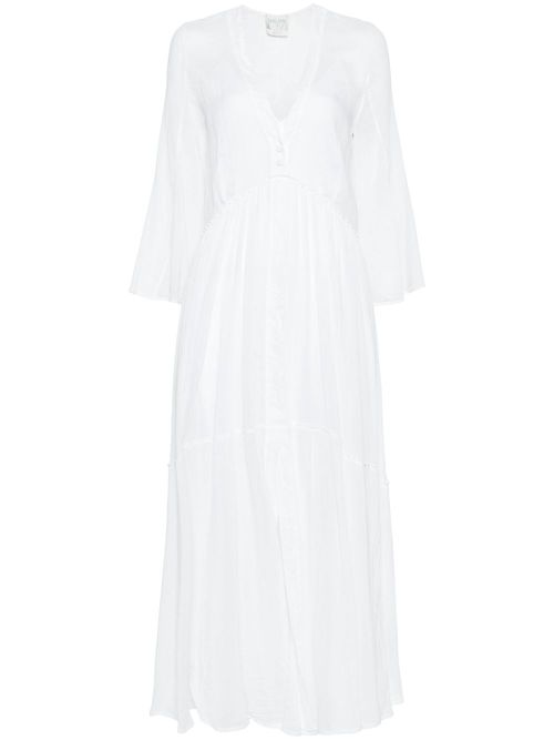 V-neck flared dress - White