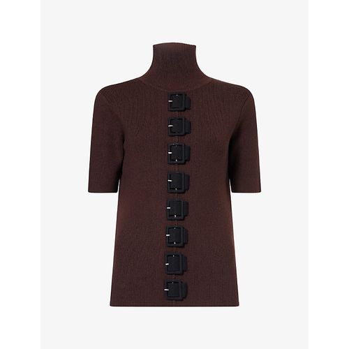 Womens Silvina Buckle-Embellished Wool Top